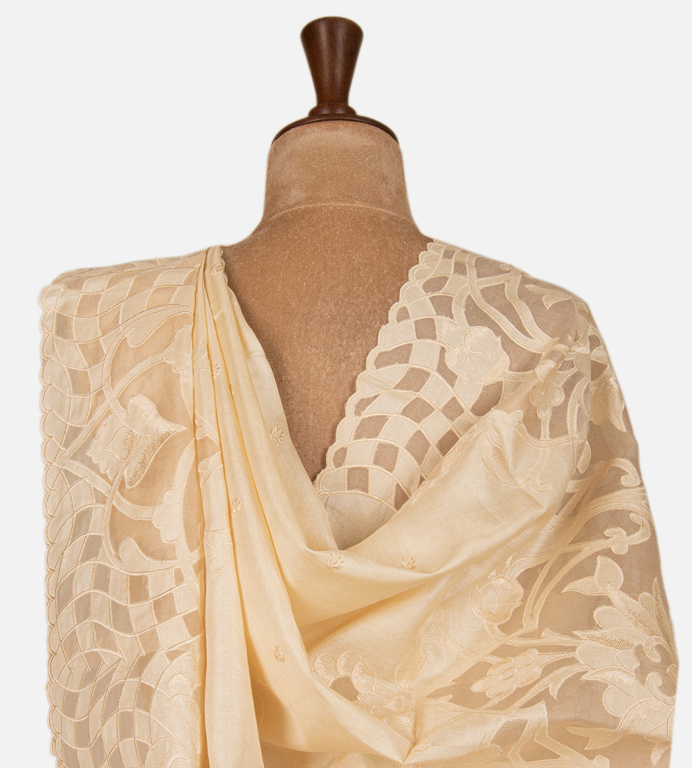 Light Beige Tussar Saree