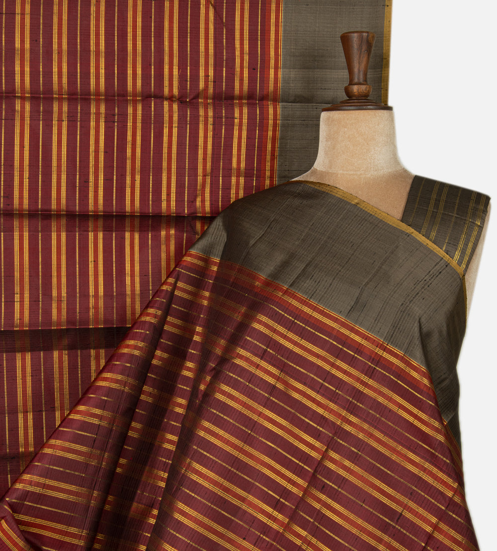 Deep Rust and Deep Red Kanchipuram Silk Saree