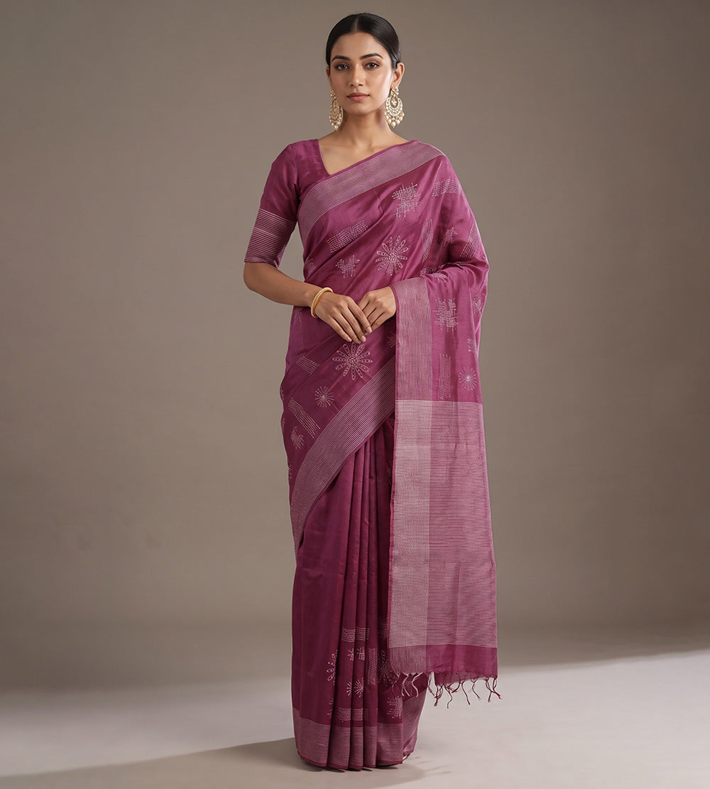 Pink Tussar Saree