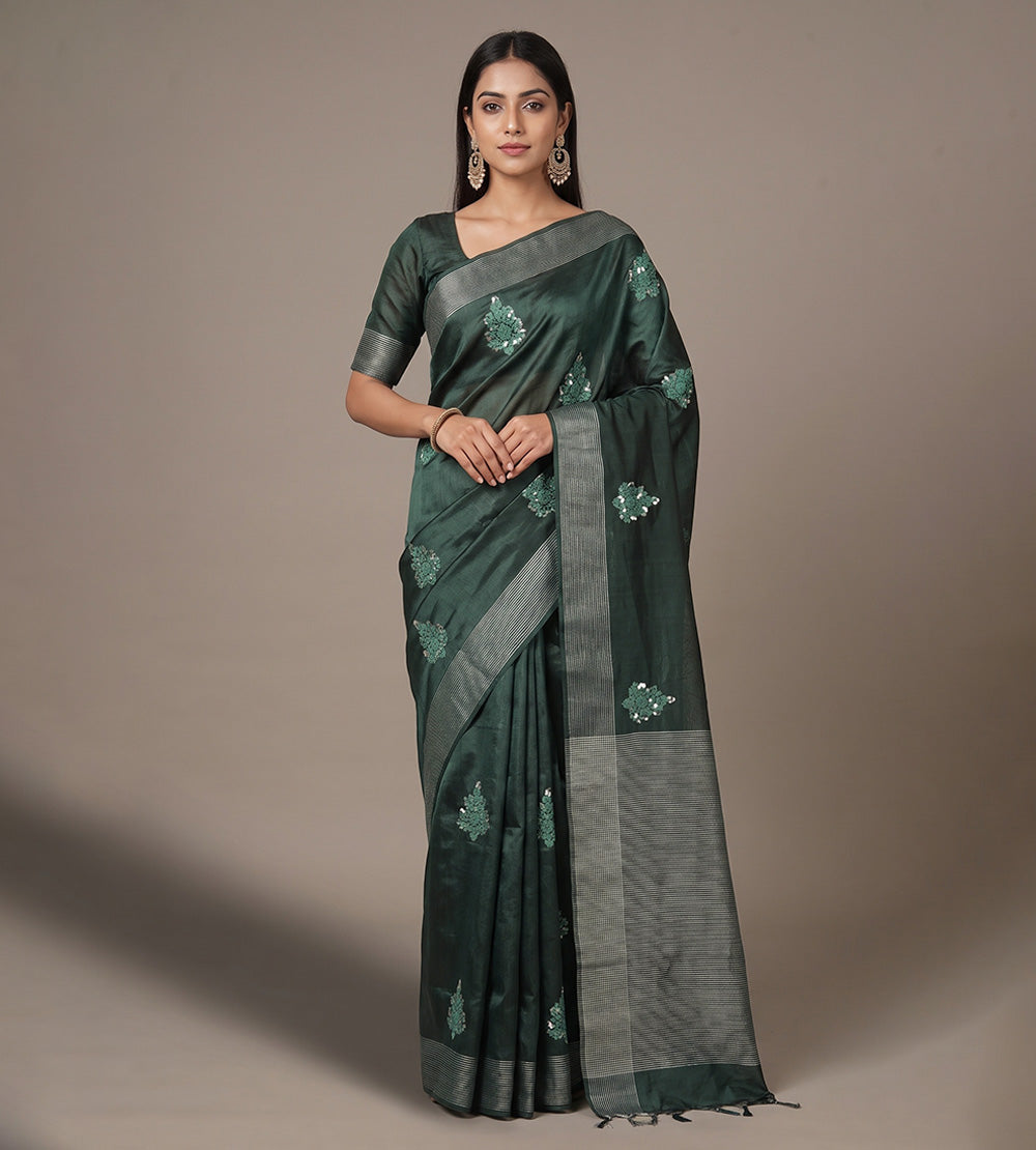 Green Tussar Saree