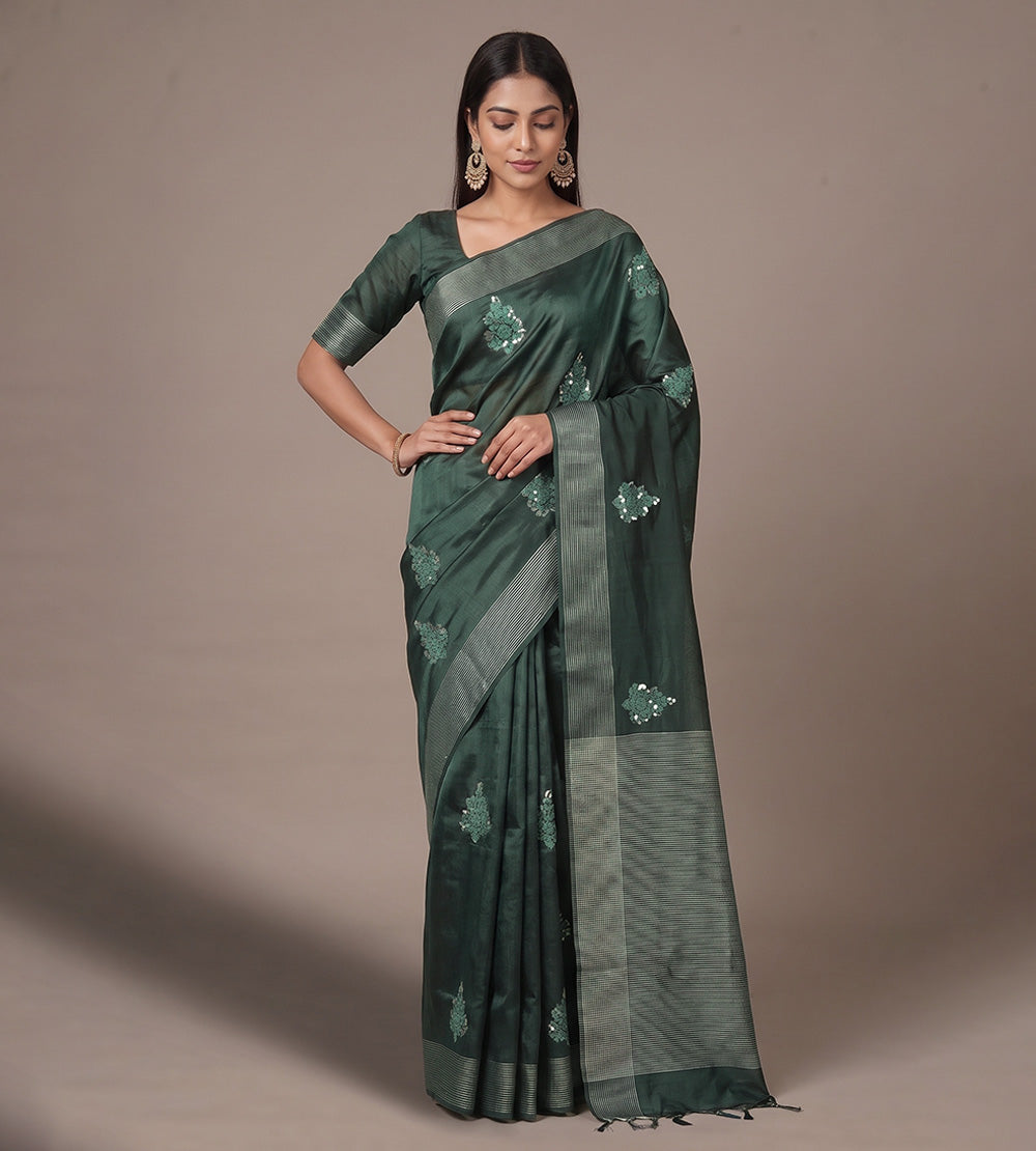 Green Tussar Saree