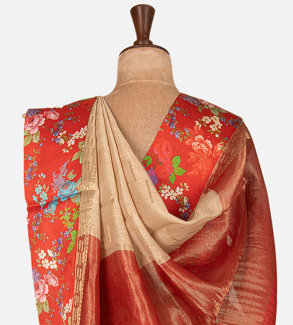 Beige Tussar Saree
