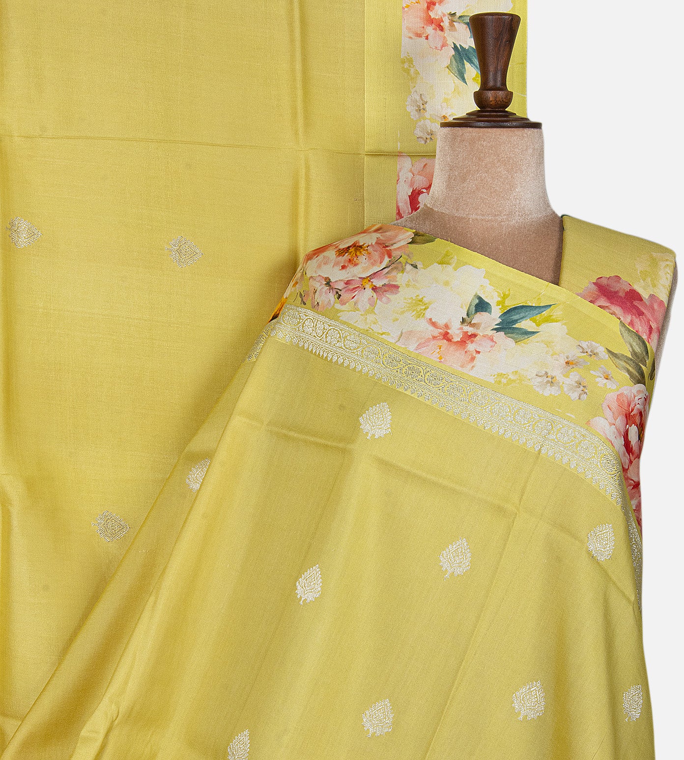 Lime Yellow Kattan Silk Saree