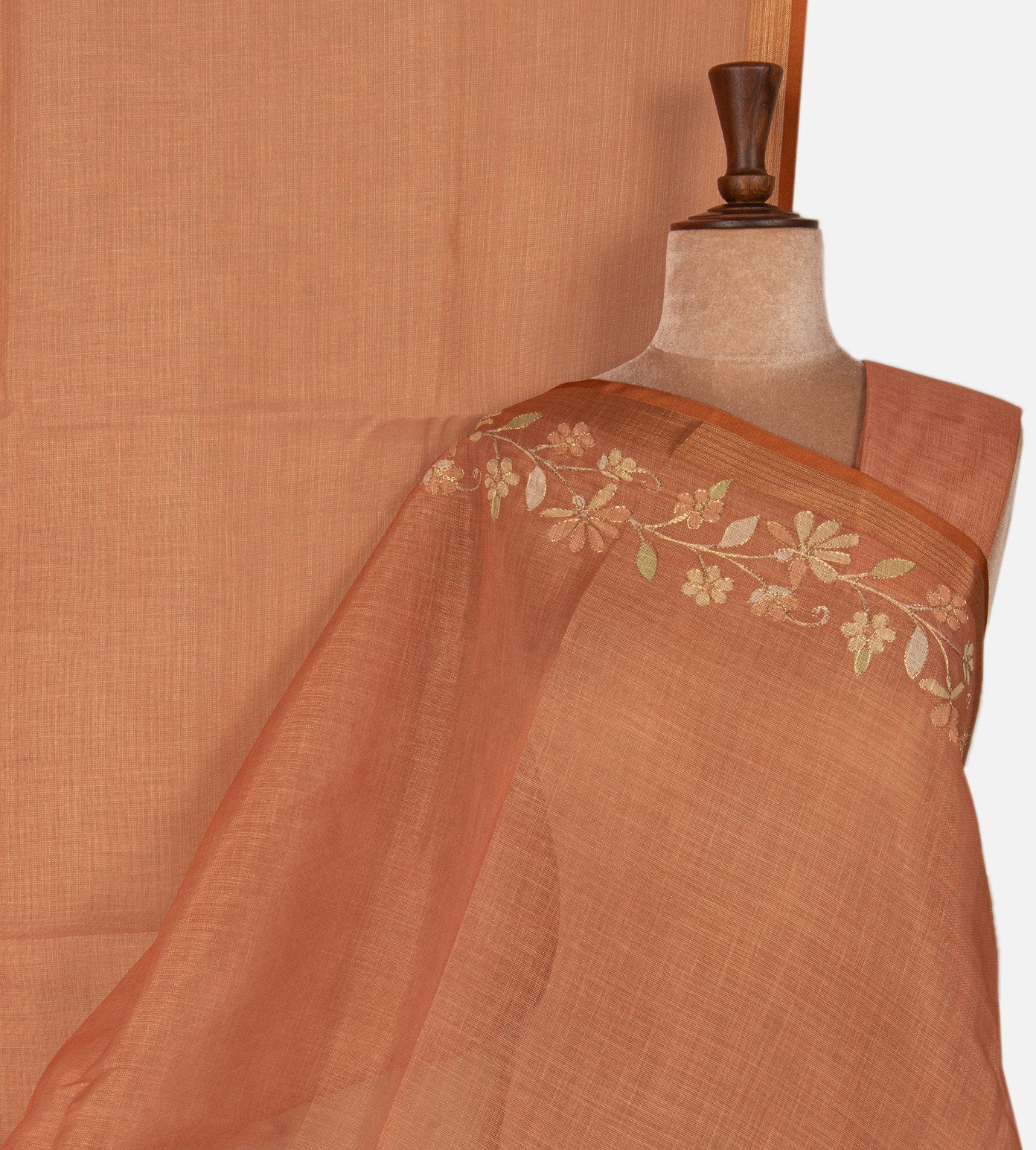 Peach Linen Cotton Saree