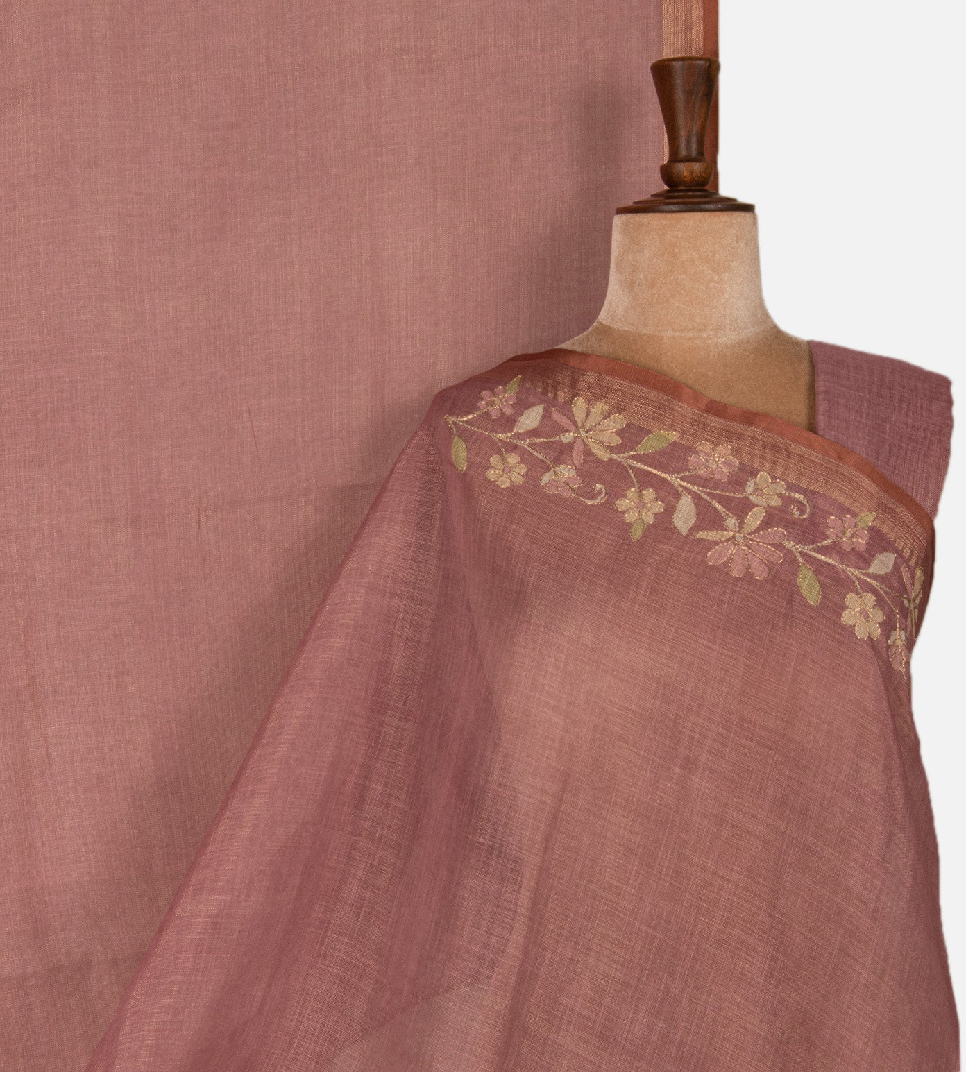 Pink Linen Cotton Saree