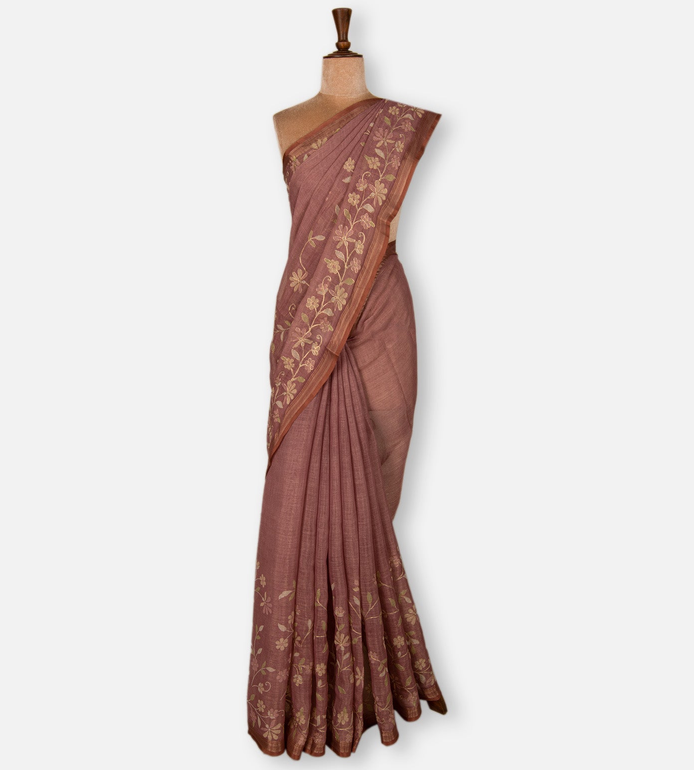 Pink Linen Cotton Saree