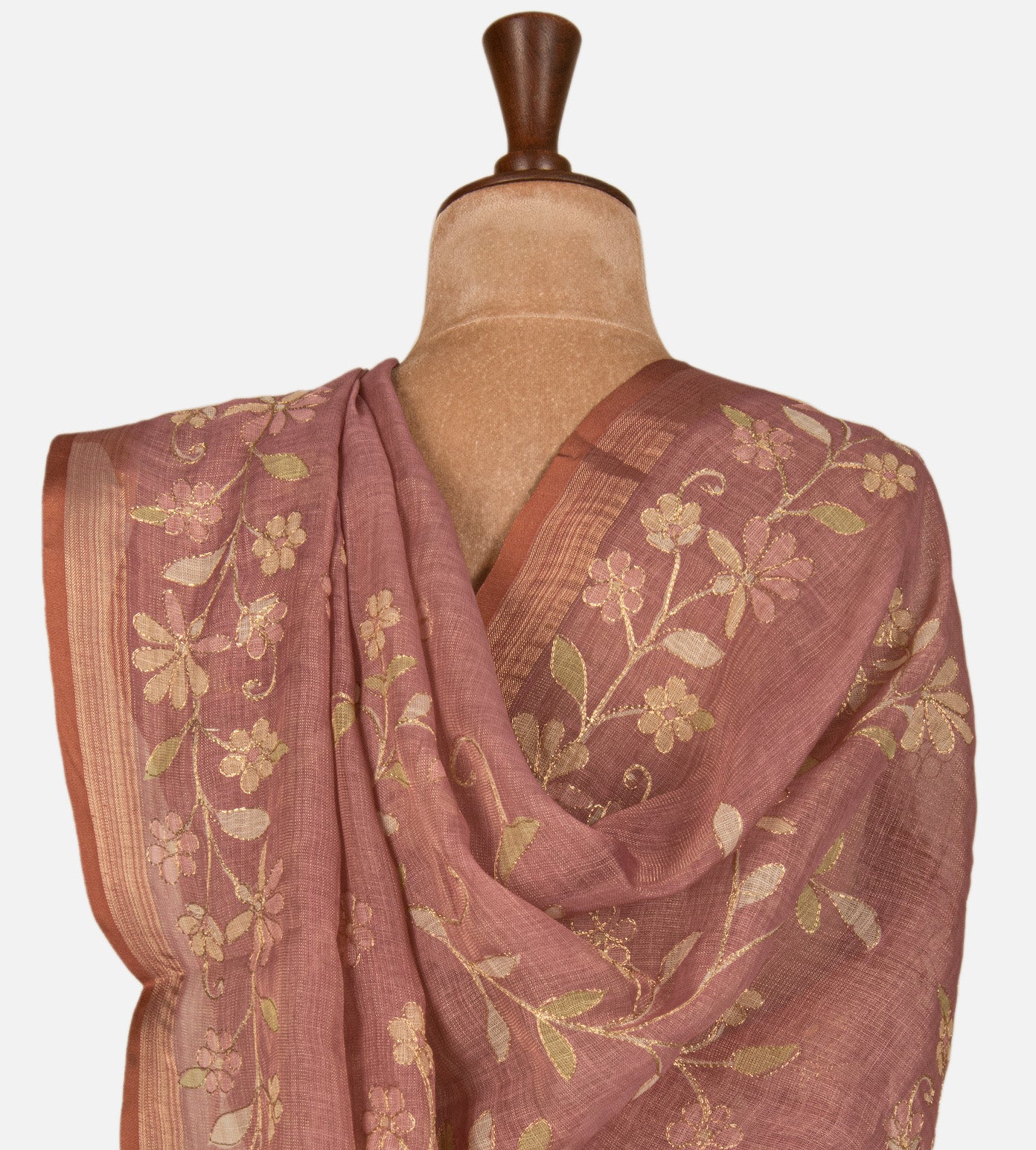 Pink Linen Cotton Saree