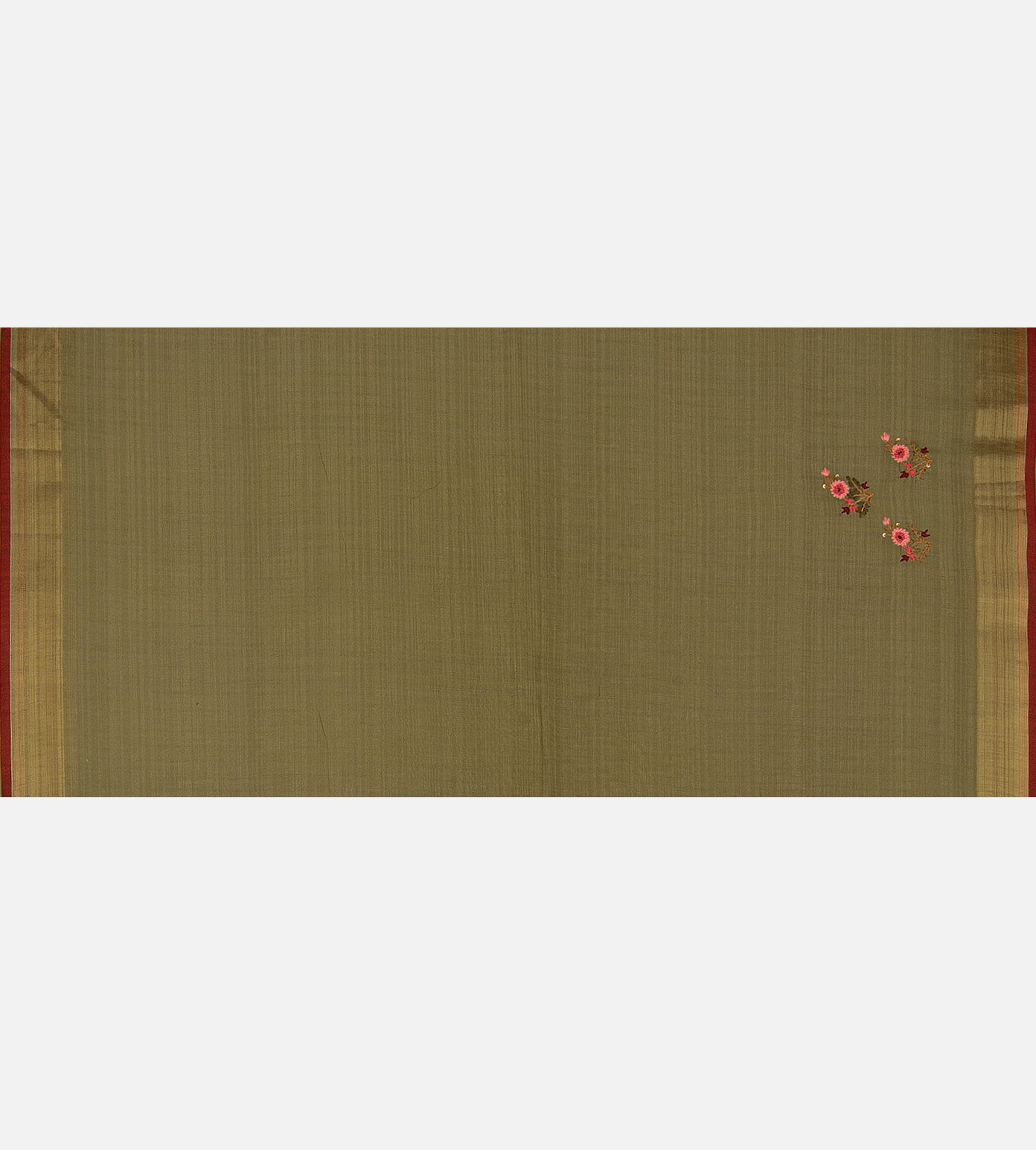 Olive Green Linen Cotton Saree