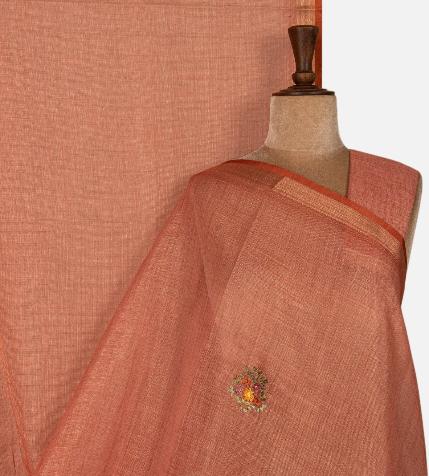 Peach Linen Cotton Saree