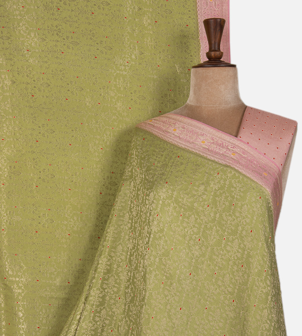 Green Banarasi Crepe Saree