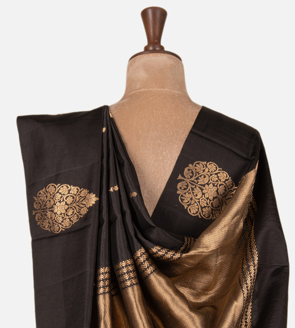 Black Banarasi Kattan Silk Saree