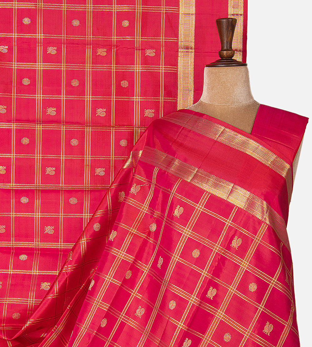Reddish Pink Kanchipuram Silk Saree