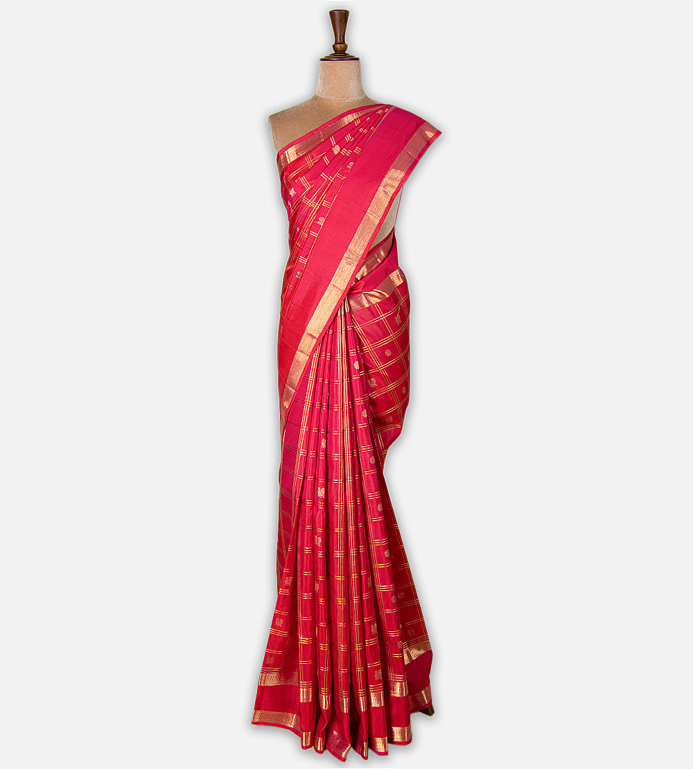 Reddish Pink Kanchipuram Silk Saree