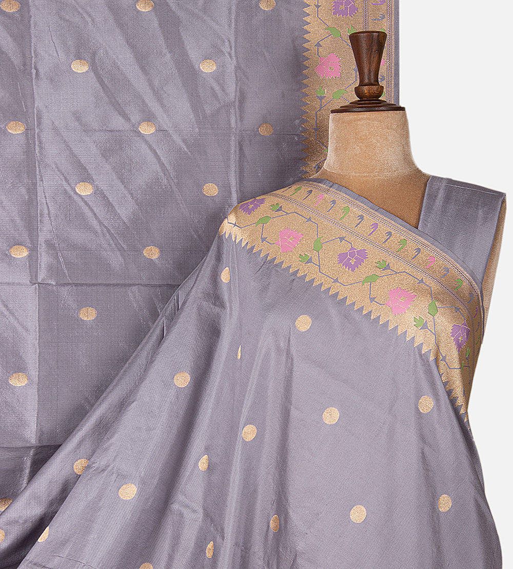 Dusty Lavender Banarasi Silk Saree