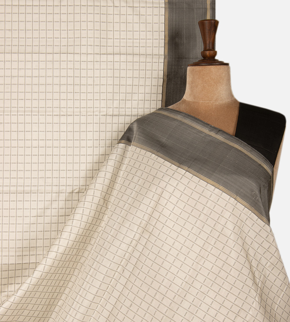 Off-White Kanchipuram Silk Saree