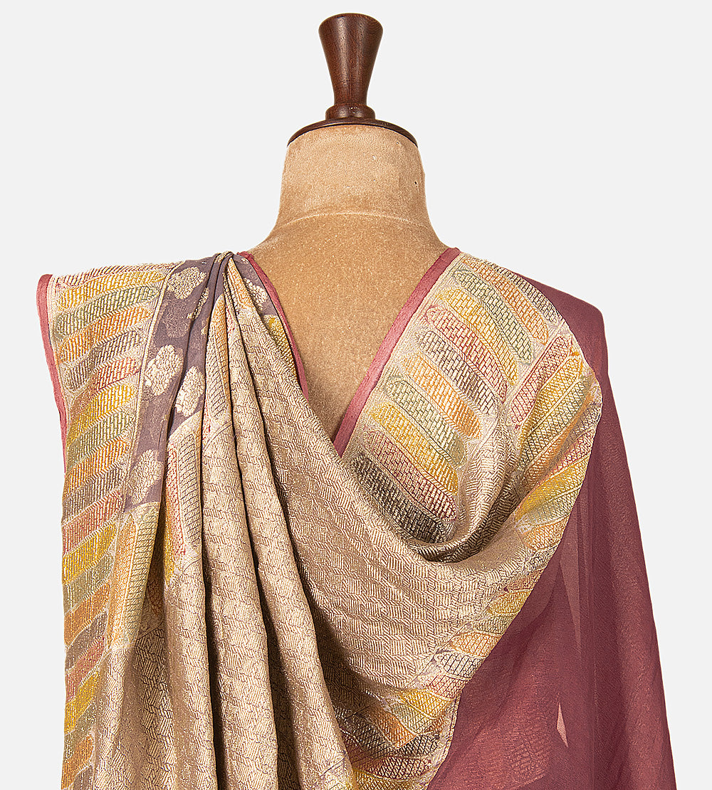 Muted Mauve Banarasi Georgette Saree