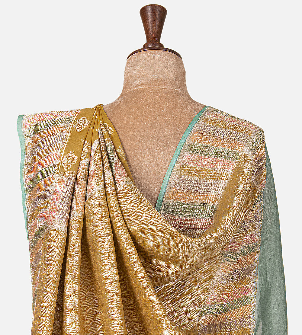 Gold Colour Banarasi Georgette Saree