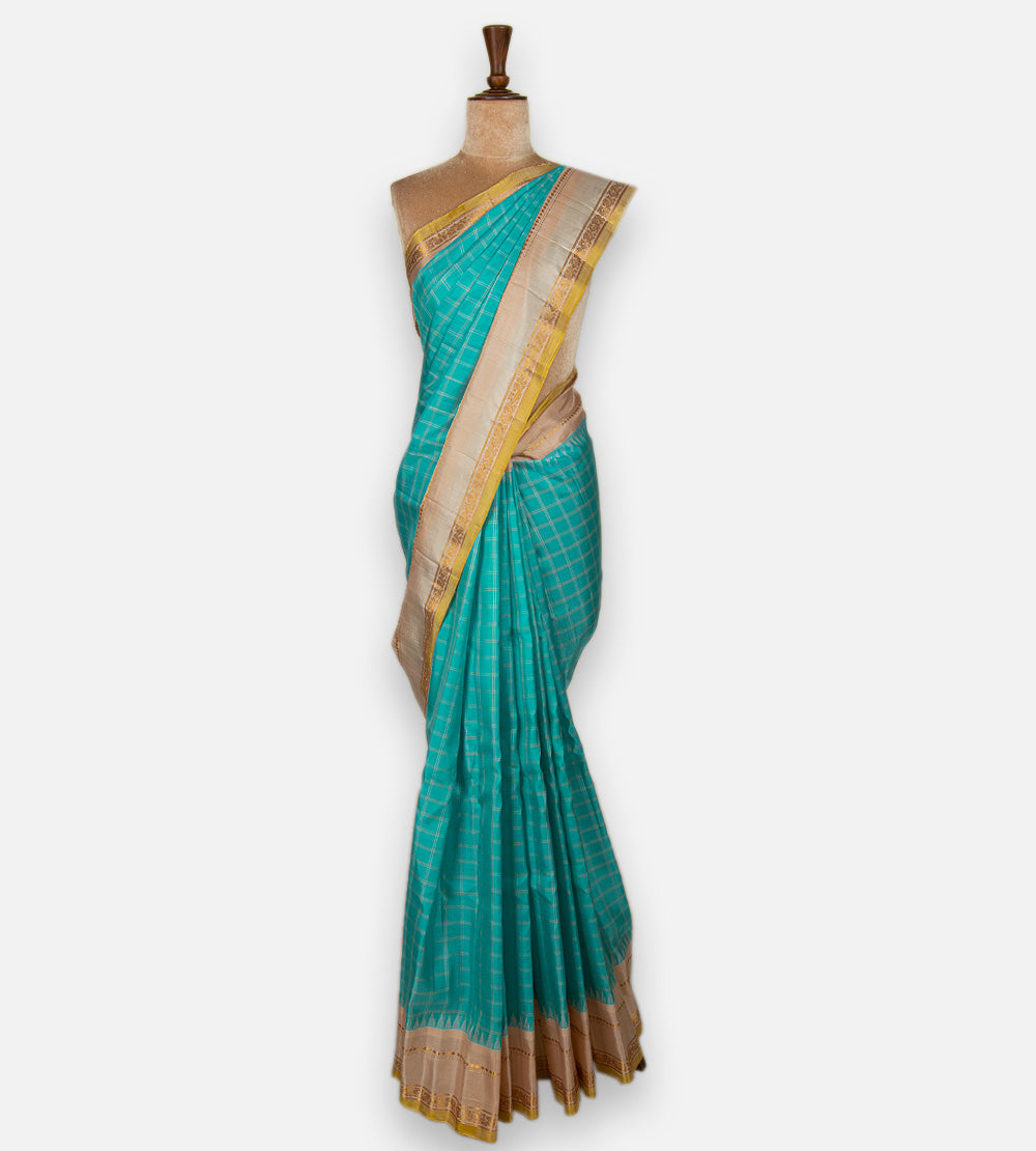 Blue Gadwal Silk Saree