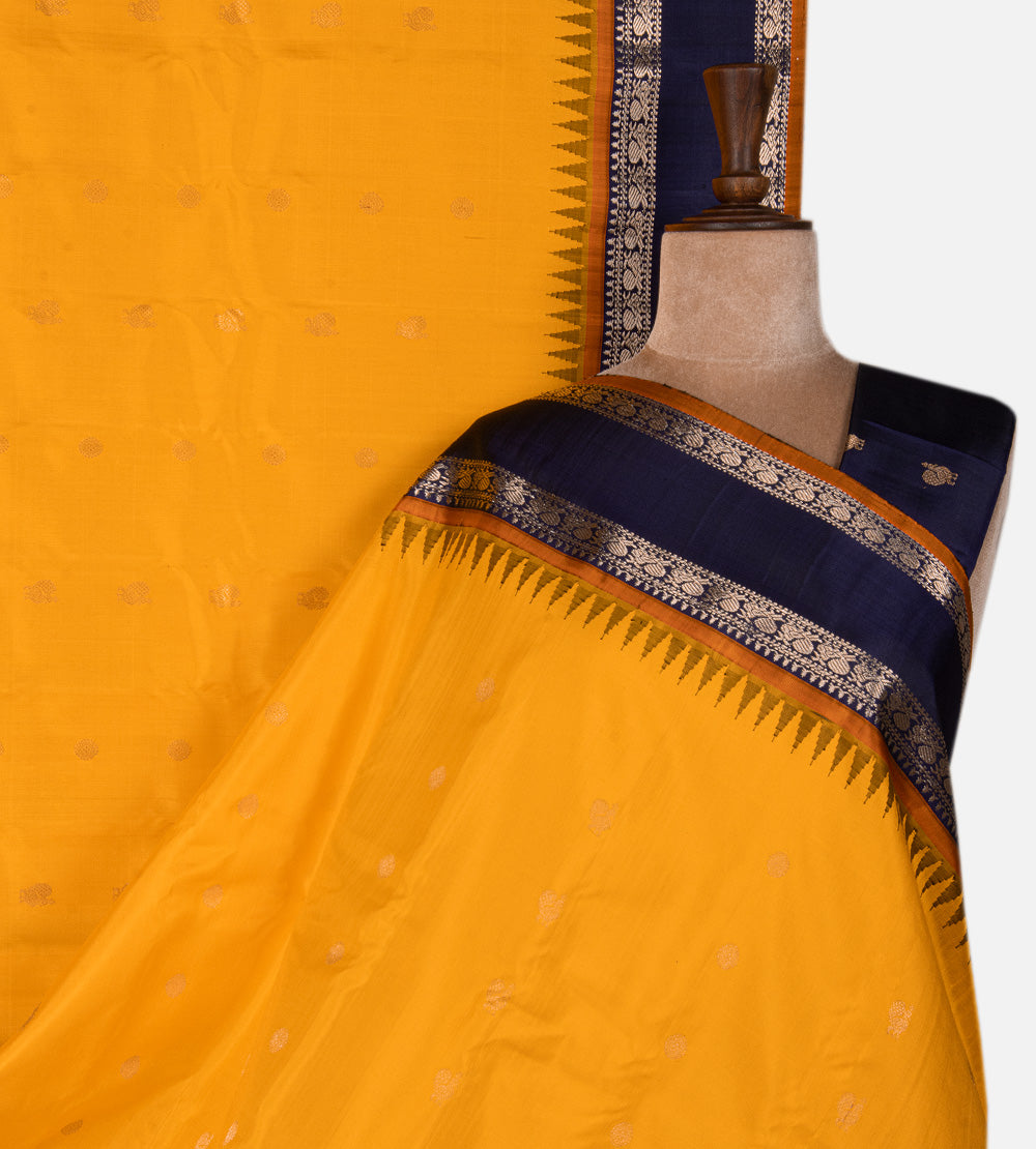 Yellow Gadwal Silk Saree