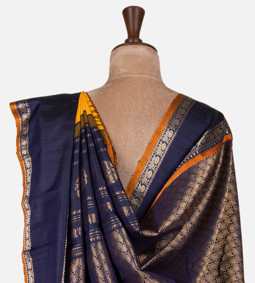 Yellow Gadwal Silk Saree