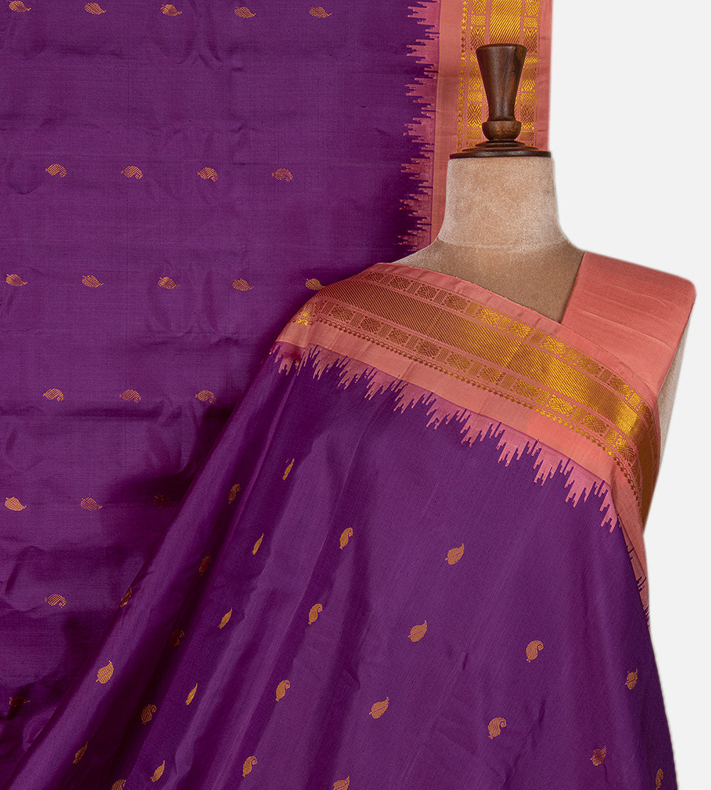 Purple Gadwal Silk Saree