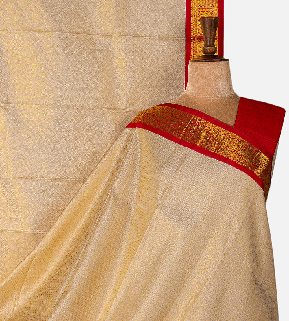 Beige Kanchipuram Silk Saree