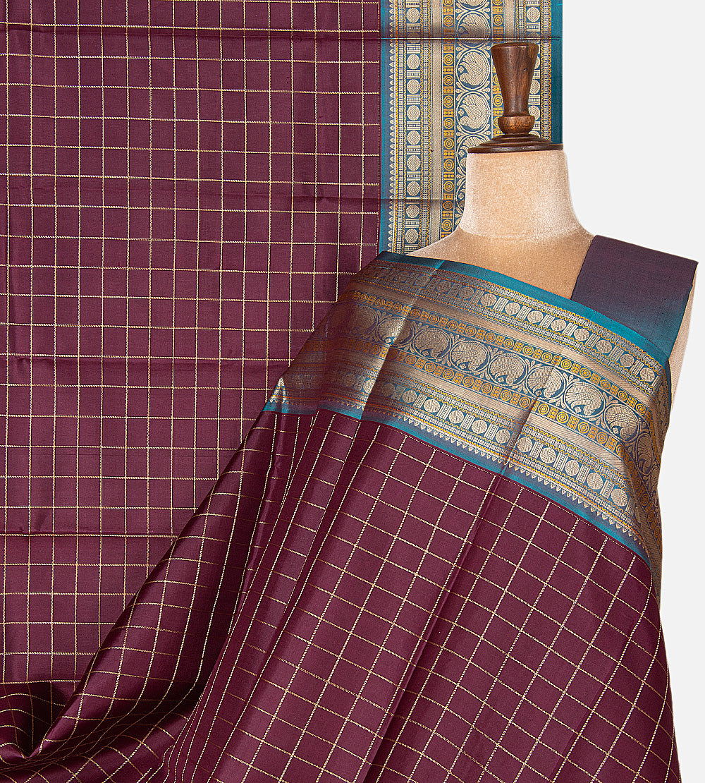 Burgundy Purple Kanchipuram Silk Saree