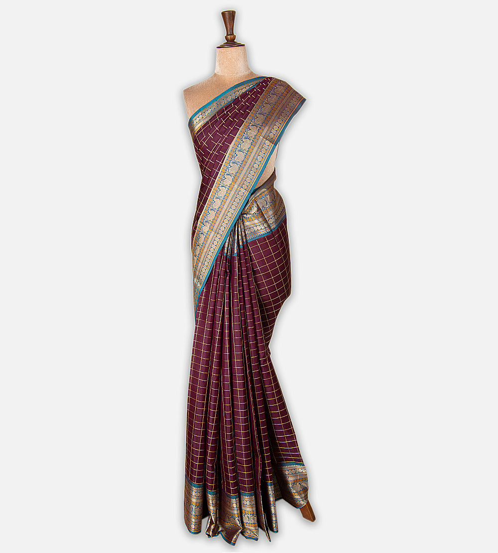 Burgundy Purple Kanchipuram Silk Saree