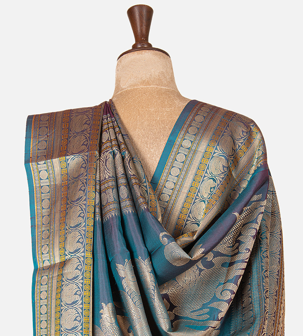 Burgundy Purple Kanchipuram Silk Saree