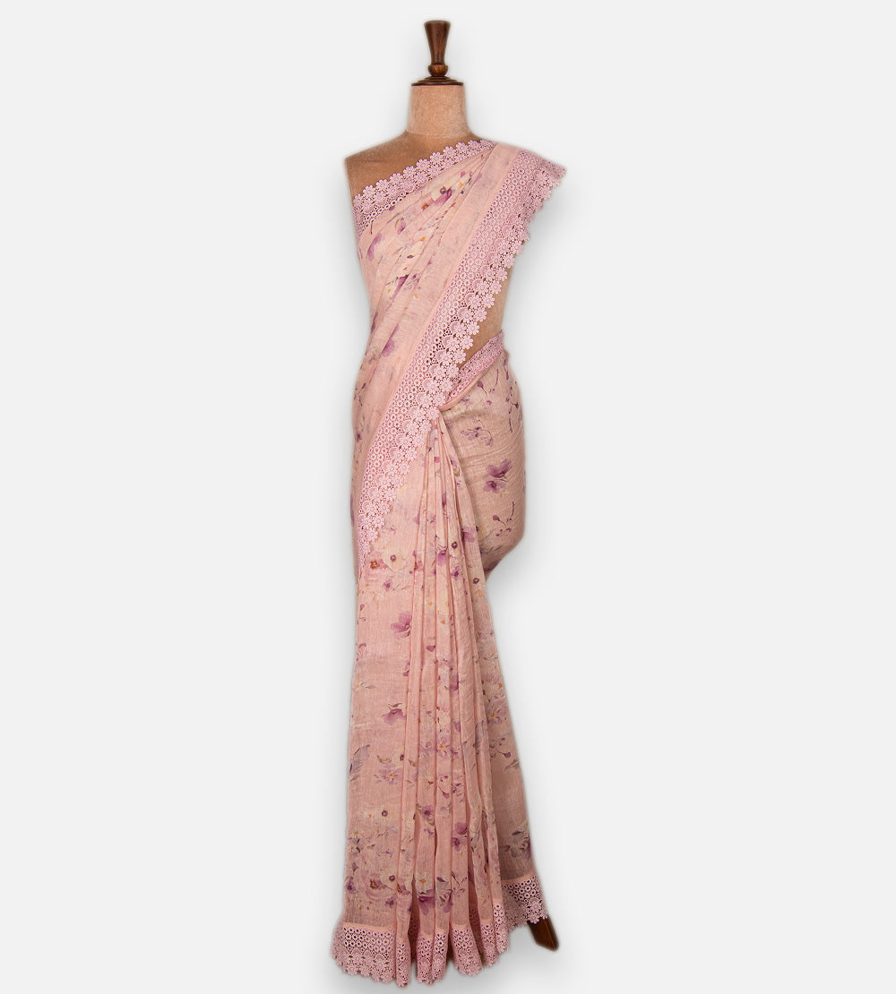Pastel Pink Linen Saree