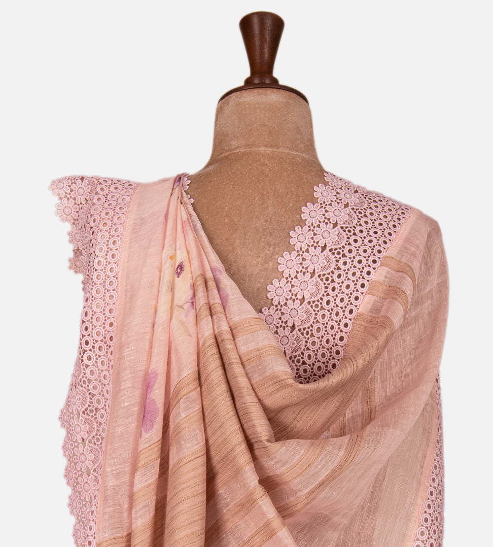 Pastel Pink Linen Saree