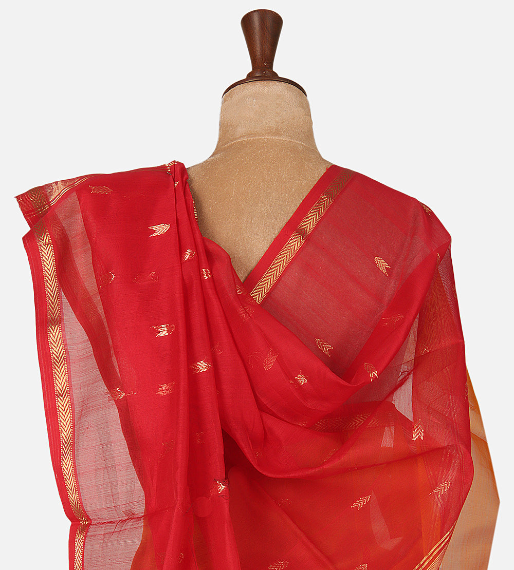 Orange Maheshwari Cotton Saree