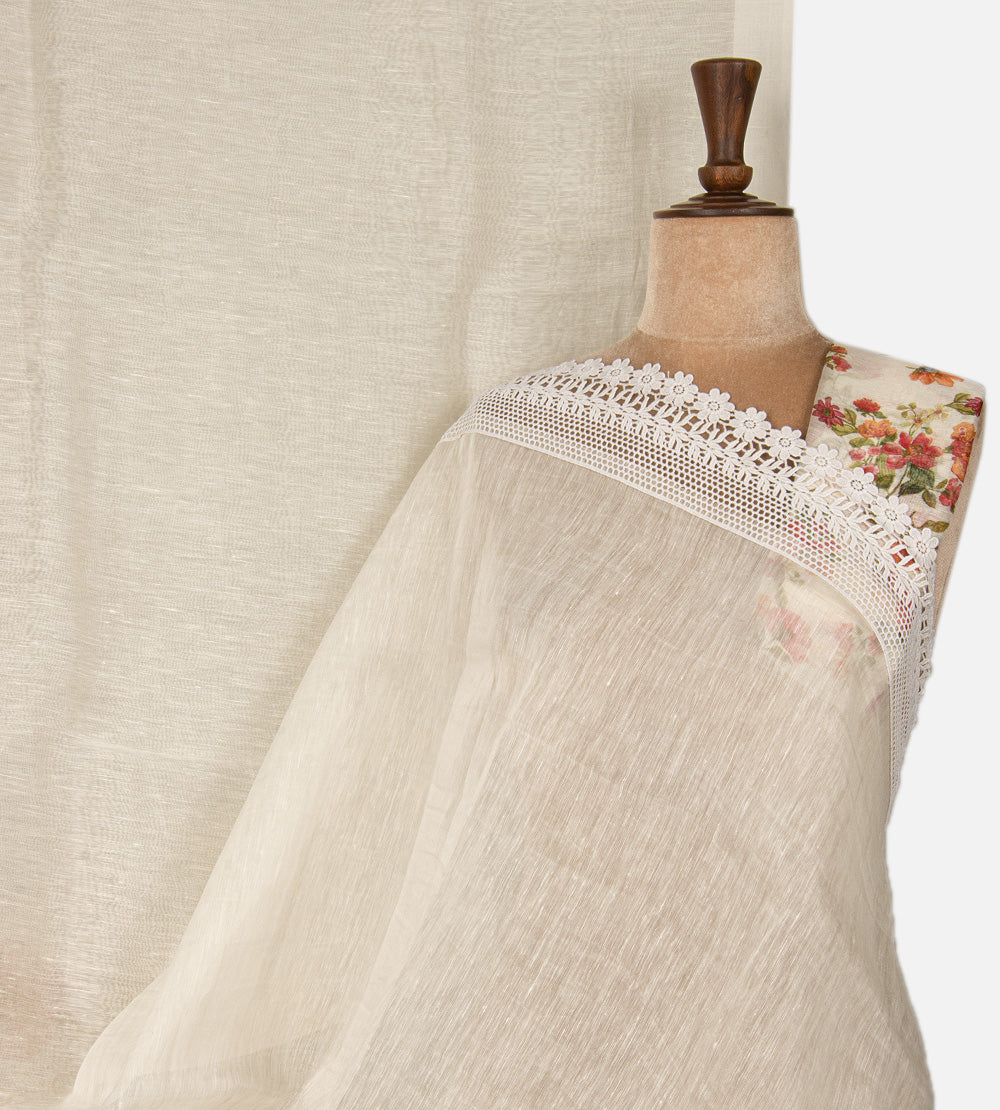 Off-White Linen Saree