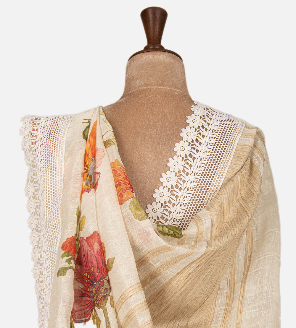 Off-White Linen Saree