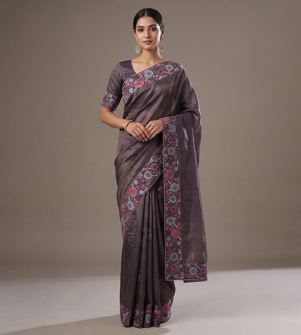 Purple Tussar Saree