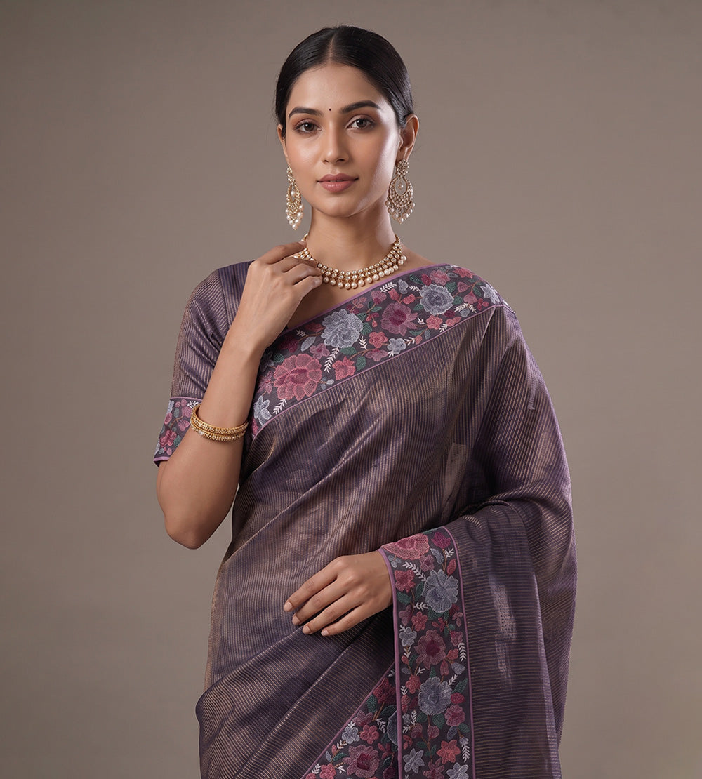 Purple Tussar Saree