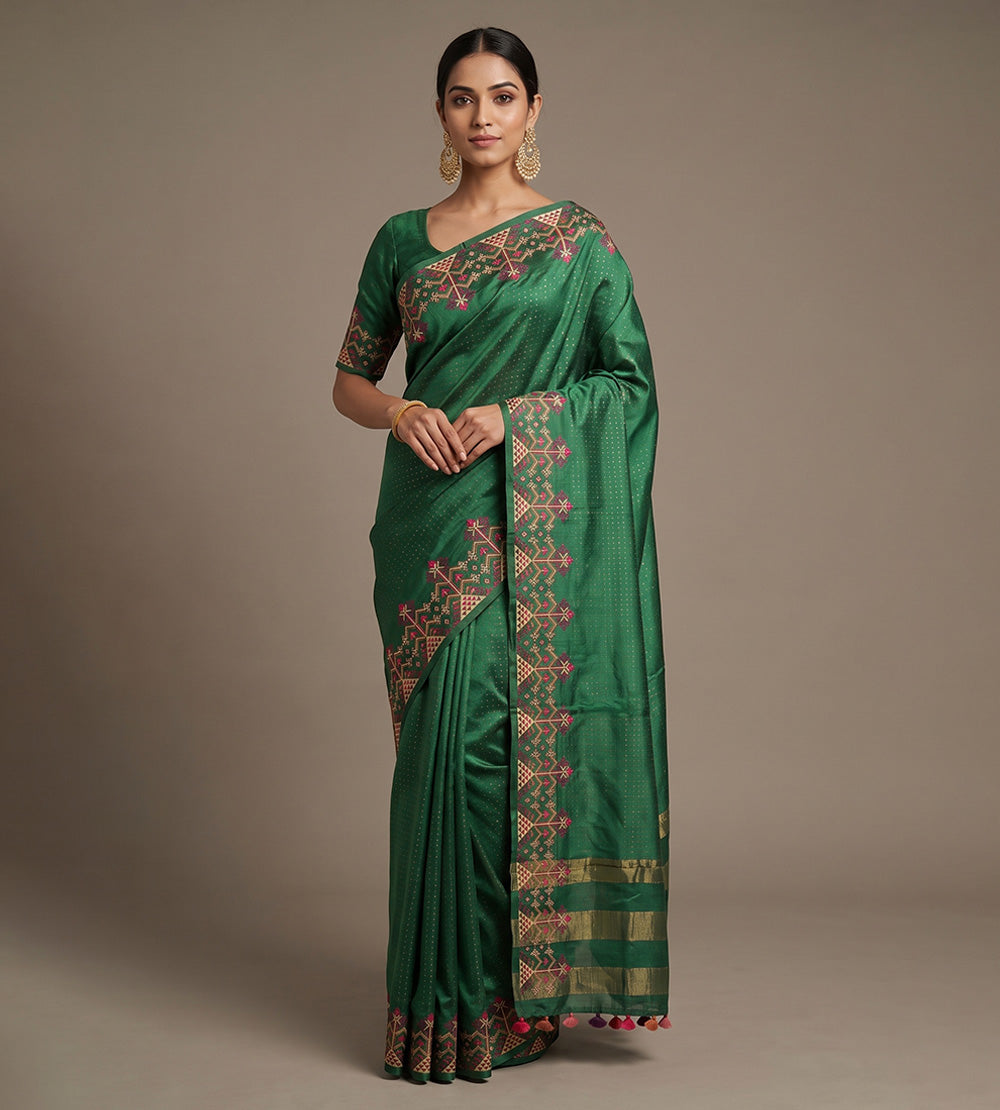 Green Tussar Saree