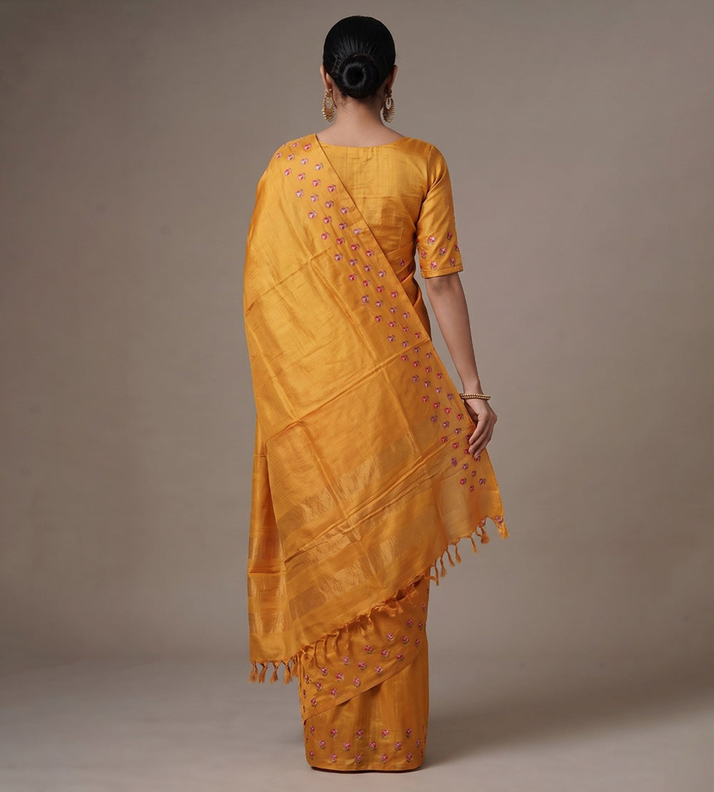 Yellow Tussar Saree