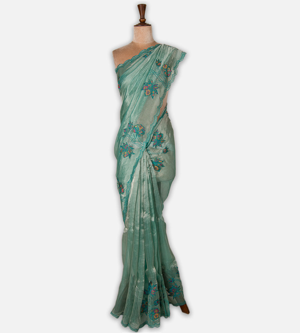Blue Tissue Organza Saree