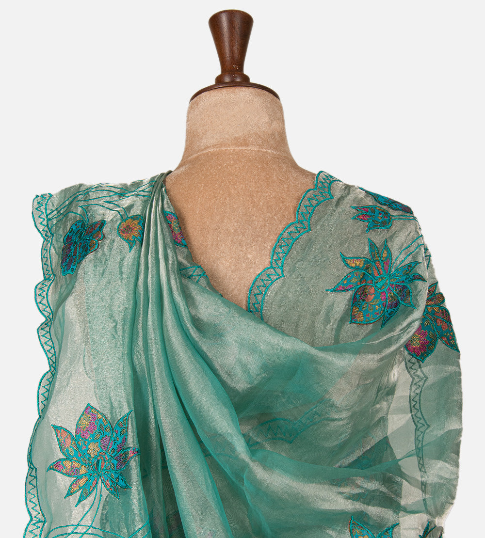 Blue Tissue Organza Saree