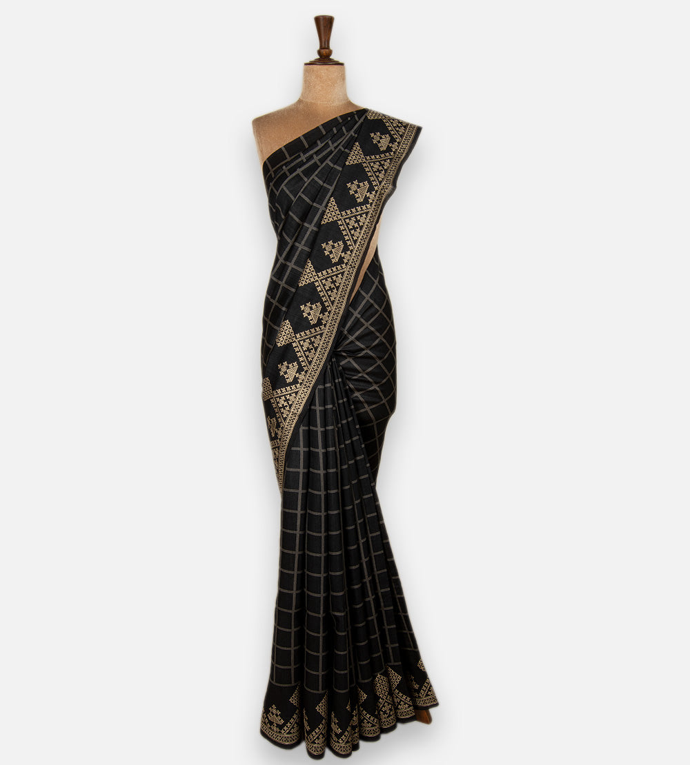 Black Moonga Tussar Saree