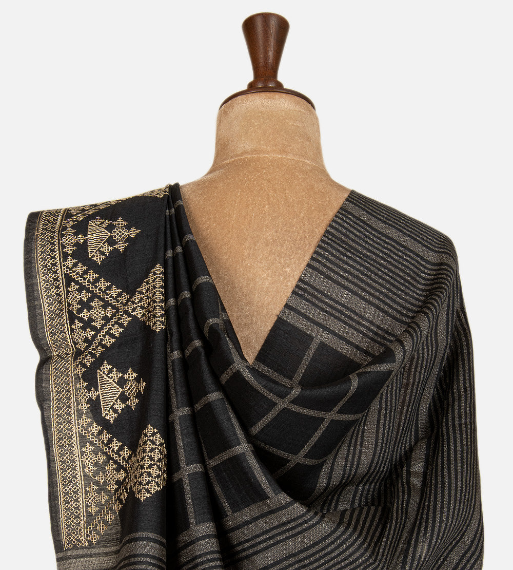 Black Moonga Tussar Saree