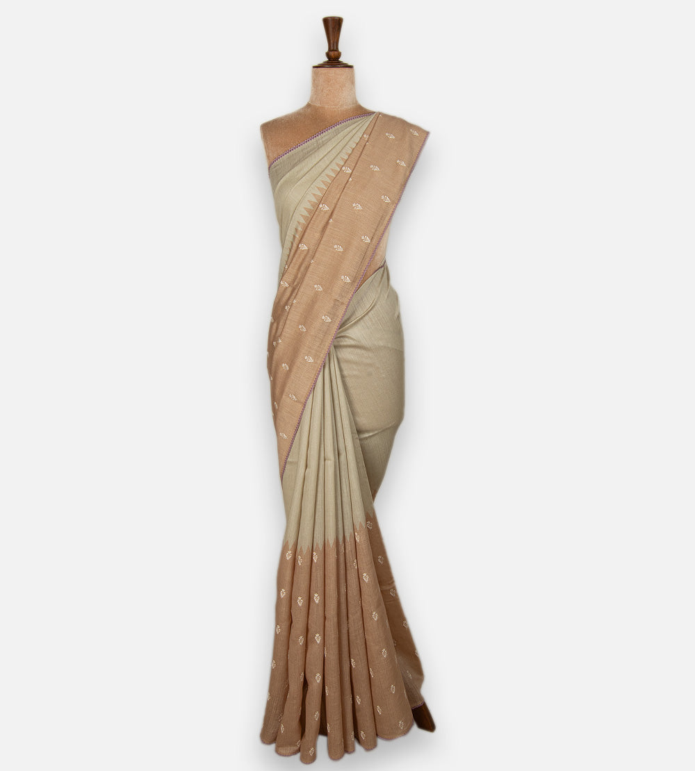Off White Moonga Tussar Saree