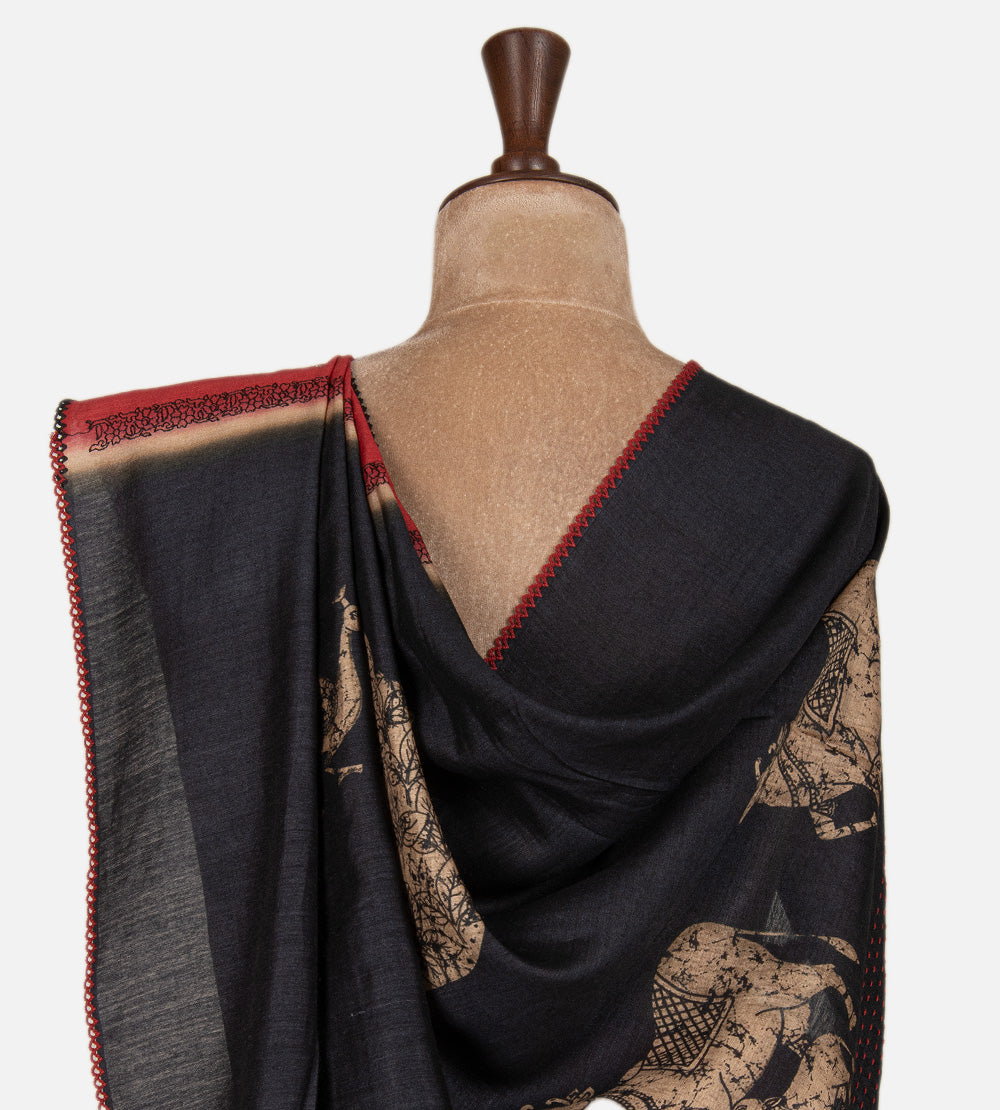 Red Moonga Tussar Saree