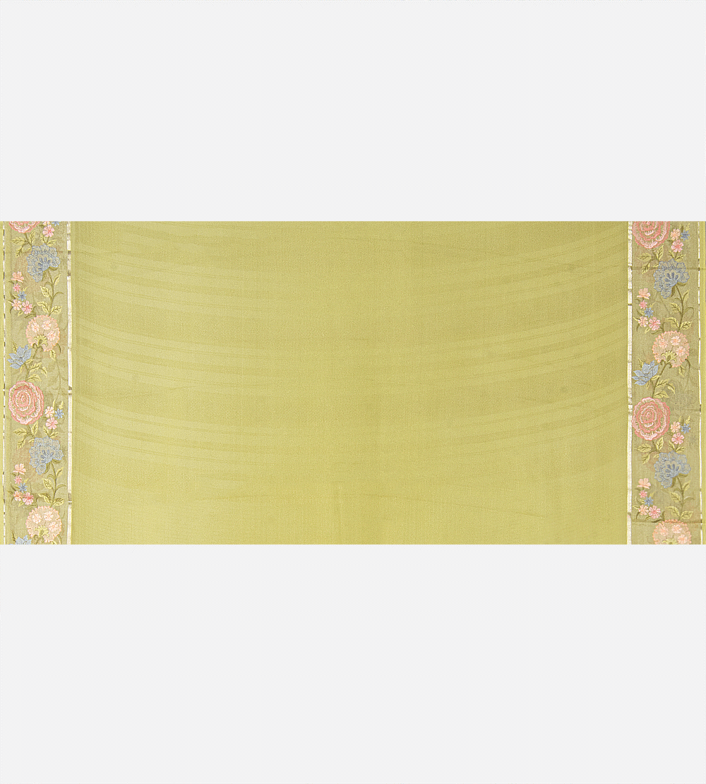Lime Green Crepe Saree