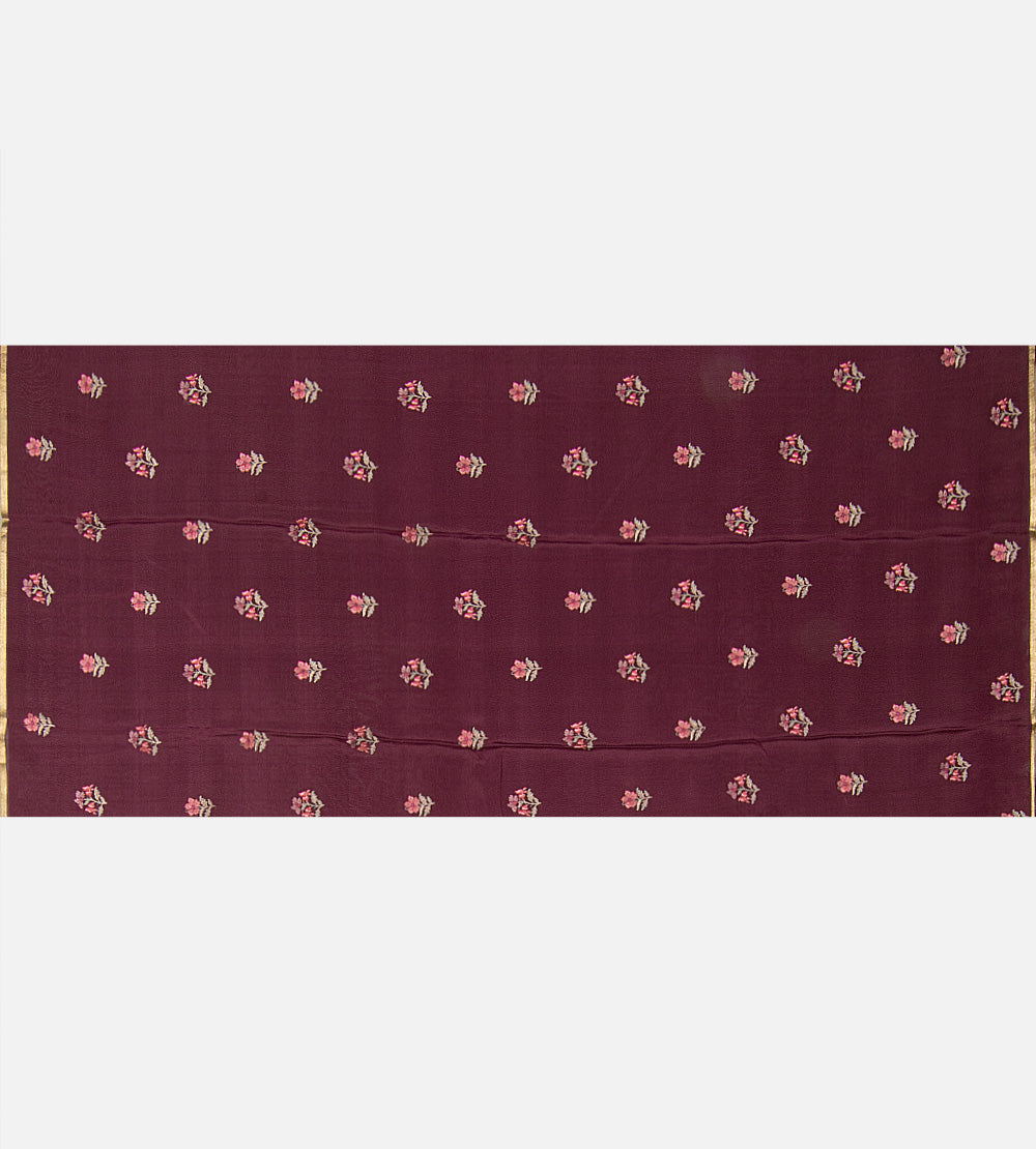 Dark Pink Mysore Crepe Saree
