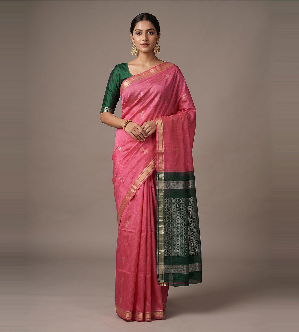 Pink Raw Silk Saree