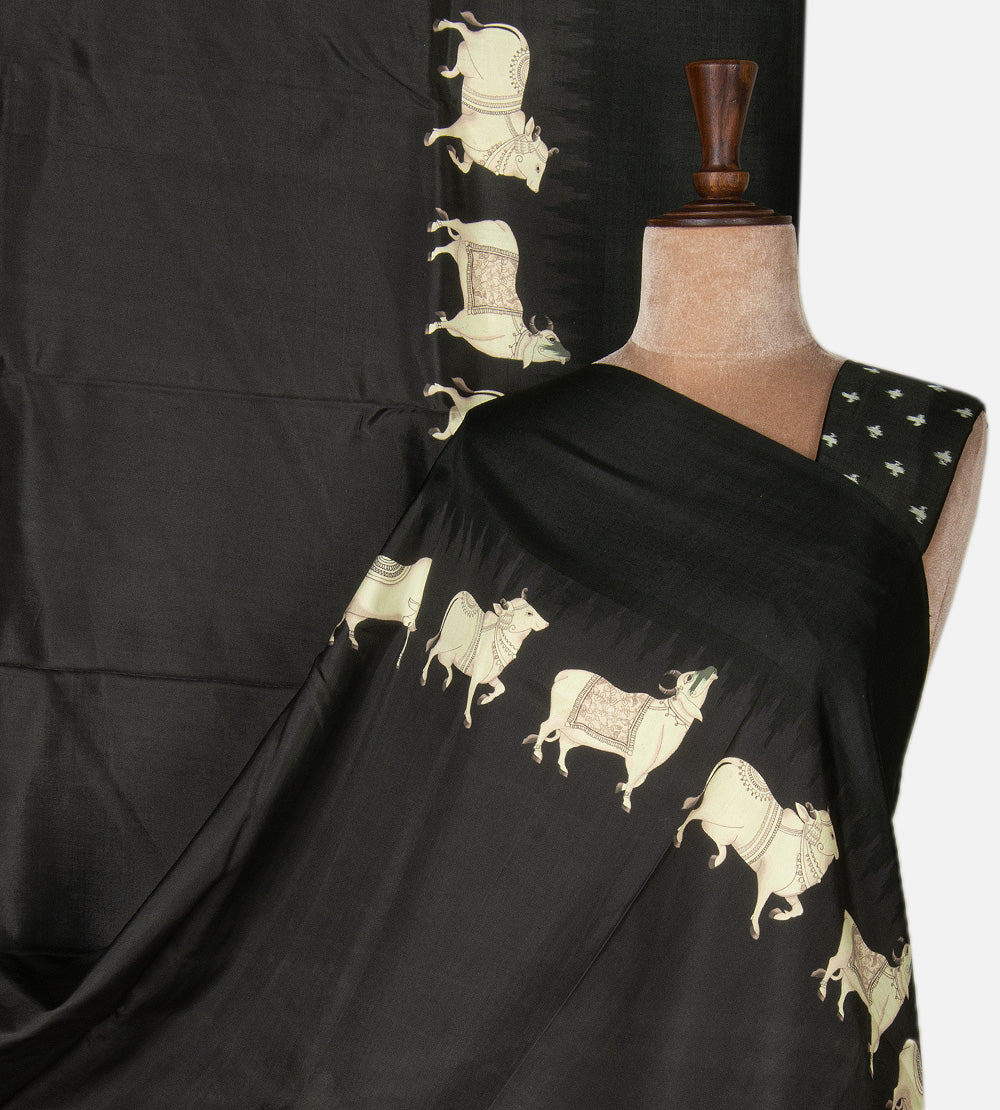 Black Ikkat Silk Saree