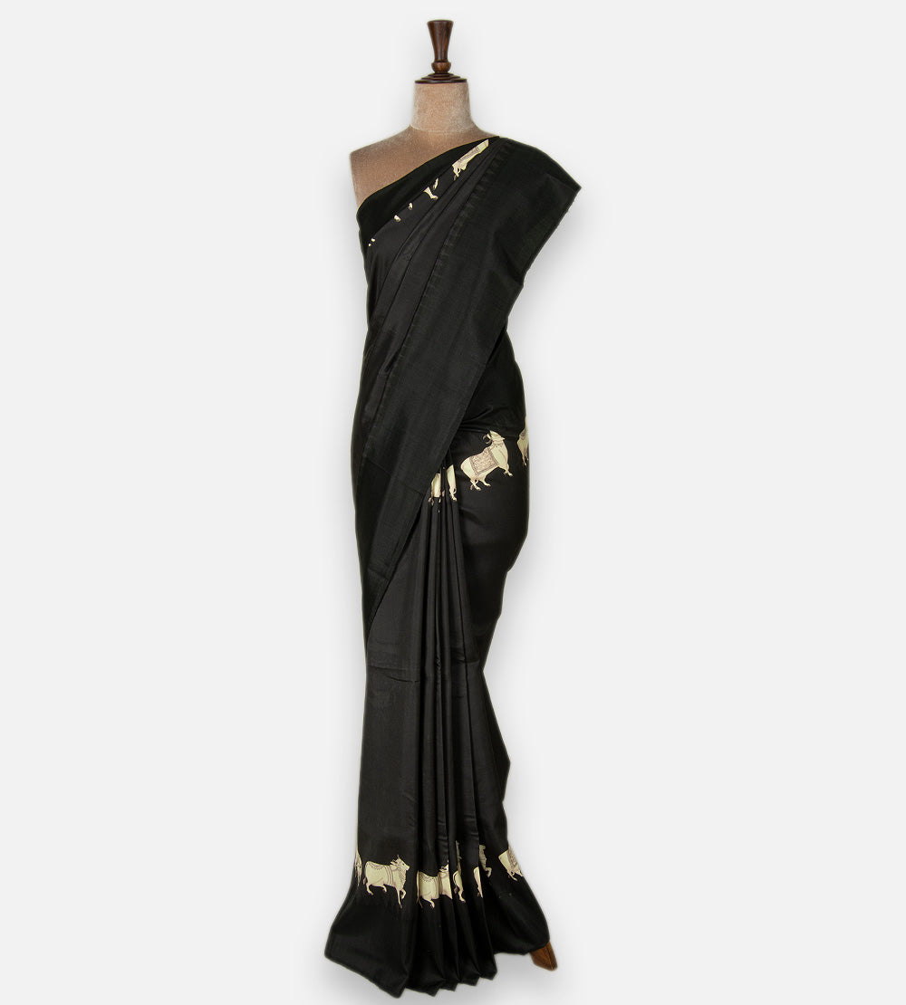 Black Ikkat Silk Saree