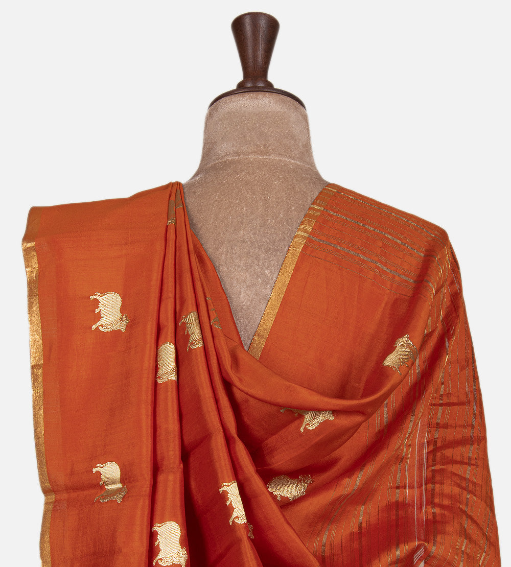Orange Chaniya Silk Saree